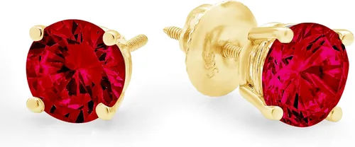 Miniatura 2 de Clara Pucci 4.1 ct Solitario de corte redondo brillante VVS1 impecable granate rojo natural par de aretes de tuerca sólido de oro amarillo de 18