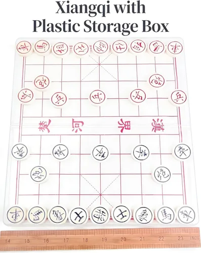 Miniatura 4 de MAGIKON Ajedrez chino, Xiangqi de plástico duro con caja de plástico, diámetro de 1-1/5 pulgadas