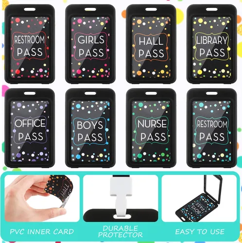 Miniatura 3 de Tatuo Juego de 16 cordones para pases de pasillo, pases de tarjeta, pases verticales para baño, baño, regalo irrompible para profesores, enfermeras