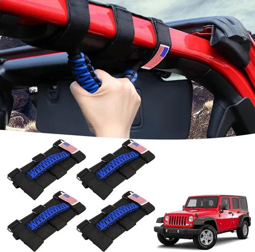 Miniatura 8 de GAIZON Paquete de 4 asas de agarre con paracord para barra enrollable para accesorios de Jeep Wrangler CJ YJ TJ JL JK LJ JLU JKU Sahara Freedom
