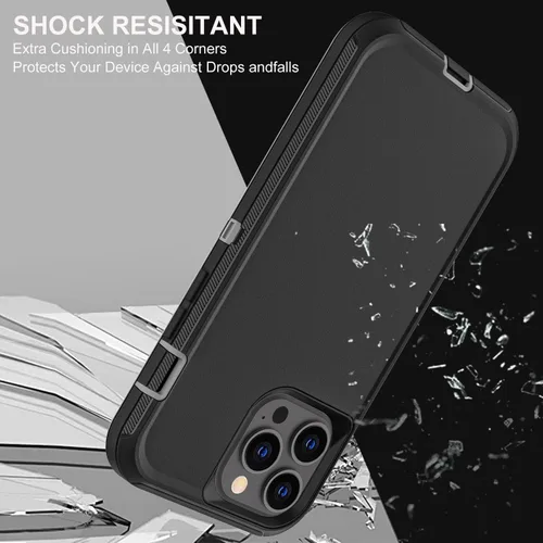 Miniatura 5 de YKHJKLEC Funda para iPhone 14 Pro, grado militar 3 en 1, resistente a los golpes, a prueba de caídas, polvo con 2 protectores de pantalla de vidrio