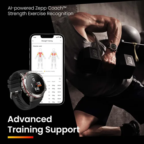 Miniatura 4 de Amazfit Falcon Reloj Inteligente Premium 49mm, Reloj de Fitness, GPS de Banda Dual, Entrenador de Fitness AI, Titanio, Batería de 14 Días, Negro