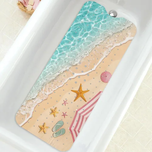 Miniatura 19 de Alfombra para Bañera Antideslizante, Alfombra Bohemia Cuadrada para Bañera y Piso de Ducha con Ventosas para Adultos, Niños y Ancianos, 21 x 21