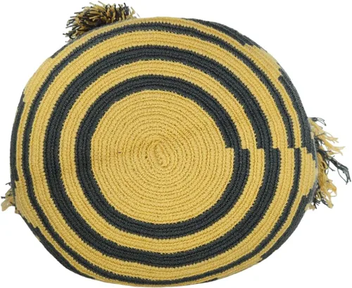 Miniatura 5 de Bolso Wayuu hecho a mano colombiano con diseño de camello y multicolor, Gris Amarillo, Bolso hecho a mano Wayuu