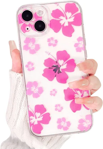 Miniatura 11 de Lovmooful Funda compatible con iPhone 13, bonito diseño transparente de flores de hibisco con estampado floral para niñas y mujeres, TPU suave a