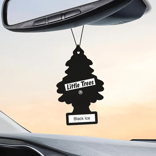 Miniatura 6 de Little Trees - Ambientador de árbol colgante que proporciona un aroma de larga duración para tu hogar o tu auto. Aroma Black Ice, 24 unidades Negro