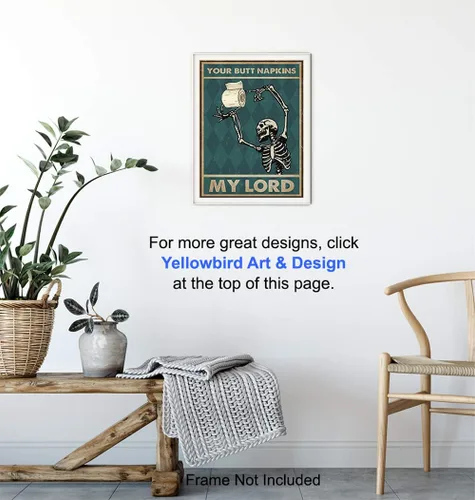 Miniatura 6 de Your Butt Napkins My Lord - Divertida decoración de pared de baño - Decoración de esqueleto - Arte gótico para pared de baño - Decoración de baño