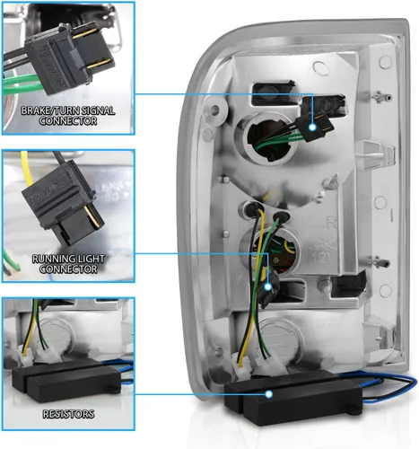 Miniatura 6 de AmeriLite Juego de luces traseras para camioneta Ford Ranger 1993-1997 tipo C halógeno, LED, tubo de repuesto para camioneta, lado del pasajero
