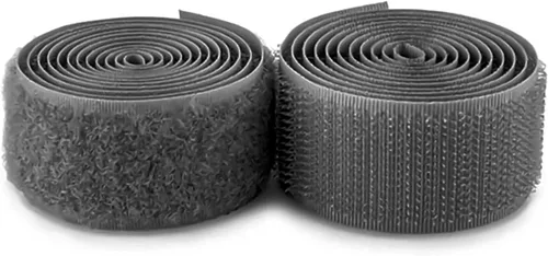Cinta de gancho y bucle cosible de 1 pulgada de ancho, color gris oscuro, no adhesiva, longitud de 1 yarda, cinta de gancho y bucle de nailon gris,