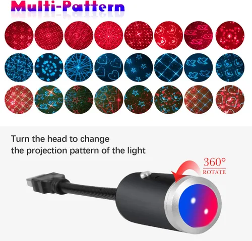 Miniatura 2 de Luz nocturna de estrella USB, 9 modos funcionales, 24 efectos de iluminación, decoraciones estroboscópicas activadas por sonido