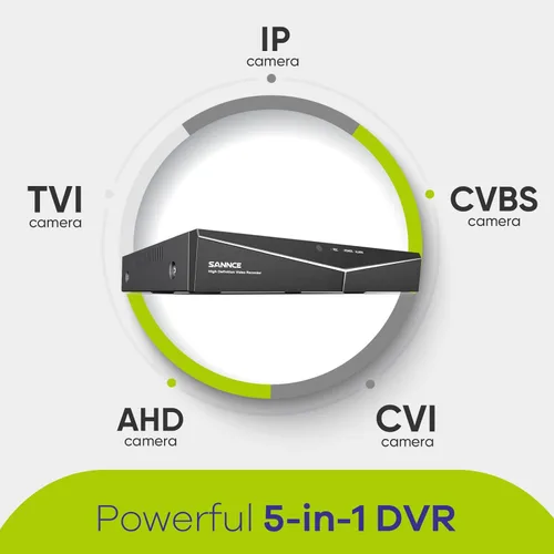 Miniatura 4 de SANNCE 5MP 8 Canales DVR de Cámara de Seguridad, Grabadora DVR de Vigilancia Híbrida 5 en 1 H.264+, Soporta Cámaras de Seguridad IP Analógicas