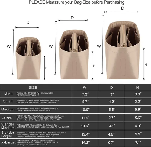 Miniatura 2 de Organizador de bolso para bolsos, organizador de bolso con cremallera, organizador Neverfull, organizador de bolsas para Speedy Neverfull ONTHEGO