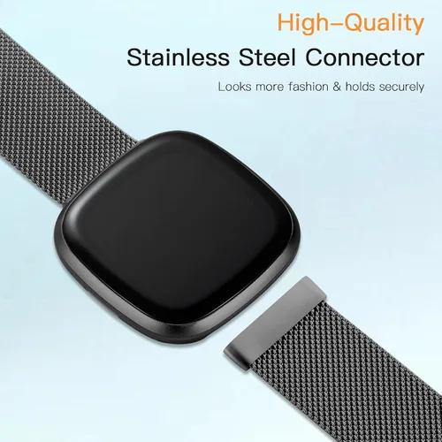 Miniatura 3 de Compatible con Correas Fitbit Sense Versa 4 Sense 2 y Versa 3 para Hombres Mujeres, Correa de Reemplazo de Malla Metálica Transpirable de Acero