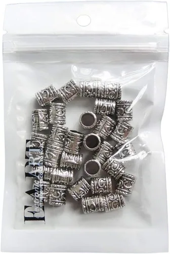 Miniatura 3 de RUBYCA 50 cuentas espaciadoras tibetanas en tono plateado para cilindro de pulsera