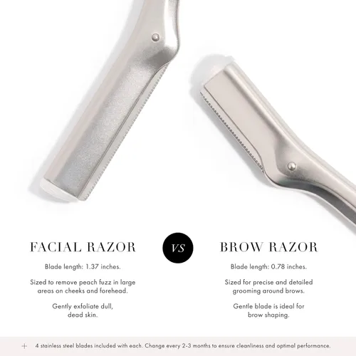 Miniatura 6 de Tweezerman Maquinilla de afeitar facial de acero inoxidable con 7 cuchillas de repuesto