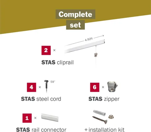 Miniatura 3 de STAS Cliprail - Juego de sistema para colgar cuadros, cubre 9.84 pies de espacio de pared, riel básico para fotos y kit de galería para colgar arte