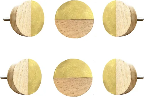 Miniatura 9 de Perilla Home Juego de 6 pomos de puerta de madera - Pomos decorativos ovalados con incrustación para puerta con mango, elegante adición