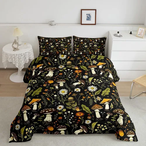 Miniatura 23 de Feelyou Lindo juego de edredón decorativo de hongos para niños, edredón de hongos de dibujos animados para niños y adolescentes, juego de ropa
