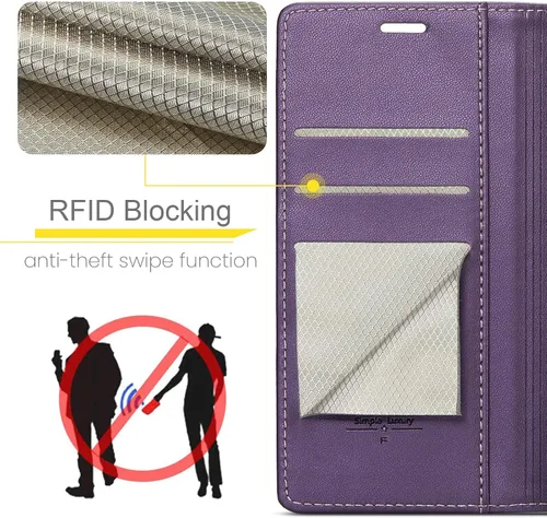 Miniatura 6 de FLIPALM Funda tipo cartera para Samsung Galaxy S10+/S10 Plus de 6.4 pulgadas, con bloqueo RFID, tarjetero de crédito, de piel sintética, función
