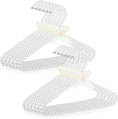 Miniatura 13 de Threan Rosa 12 piezas de perchas de ropa con cuentas de perlas mini con cuentas de perlas pequeñas de metal con cinta, estándar para niños, bebés