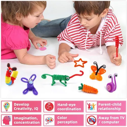 Miniatura 5 de Limpiadores de tuberías de Yalumo, tallos de chenilla de 1050 piezas, 30 colores surtidos para manualidades, artes creativas, proyectos DIY