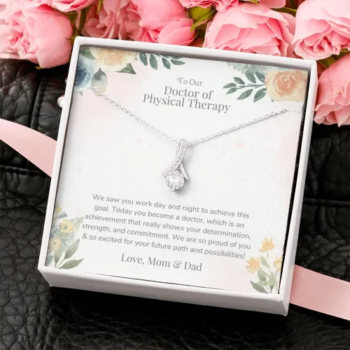 Miniatura 4 de Doctor en terapia física collar de graduación regalo para ella, regalo de joyería de graduación DPT, para un nuevo doctor de, plata de ley oro