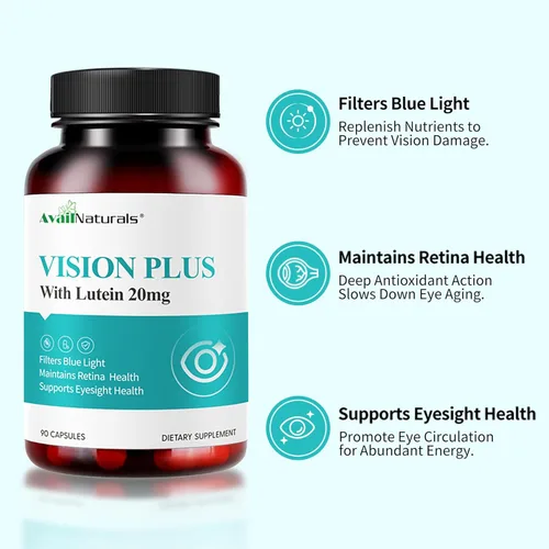 Miniatura 3 de Vision Plus Vitaminas para los ojos con luteína de 20 mg, extracto de arándano y arándano, quercetina, taurina, bioflavonoides cítricos