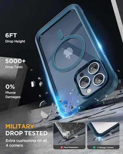 Miniatura 4 de Miracase - Funda magnética para iPhone 15 Pro [Compatible con MagSafe] Funda de cuerpo completo con protector de pantalla de vidrio incorporado