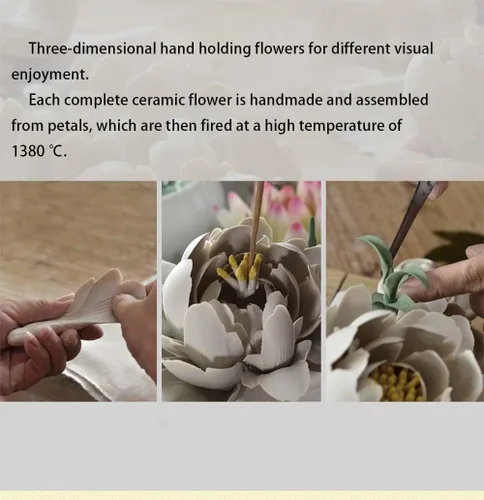 Miniatura 4 de Flores artificiales, flores artificiales de cerámica pura hecha a mano para decoración del hogar, arreglos florales artificiales de peonía