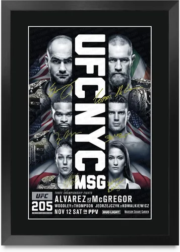 Miniatura 9 de HWC Trading UFC 229 Pelea Khabib Nurmagomedov vs Conor McGregor 40 x 30 cm Regalos con Marco Autógrafo Impreso y Firmado para Fans de Recuerdos