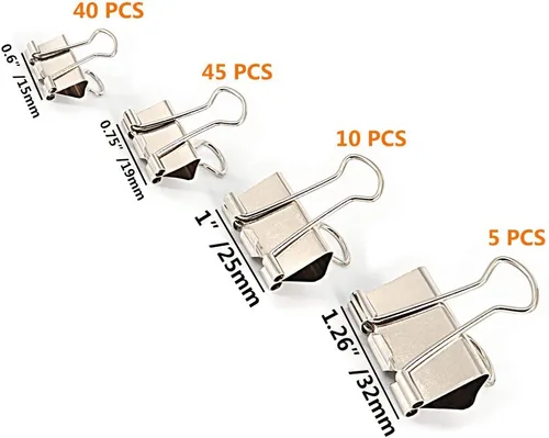 Miniatura 2 de Juego de clips de papel para carpeta, varios tamaños (Mini, pequeño, mediano, grande) para oficina, escuela y suministros para el hogar (plateado)