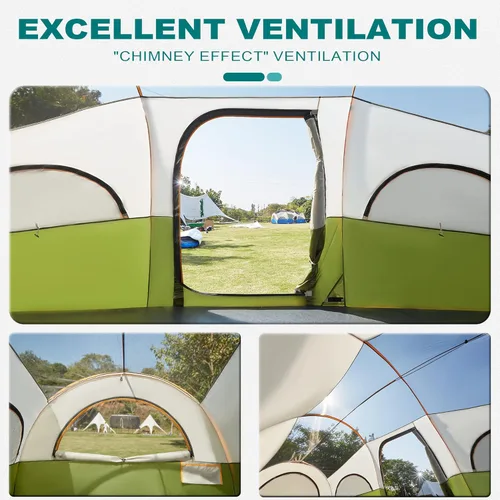 Miniatura 3 de GoHimal 8 Person Tent for Camping, Waterproof Windproof Family Tent with Rainfly, Divided Curtain Design for Privacy Space, Portable with Carry Bag