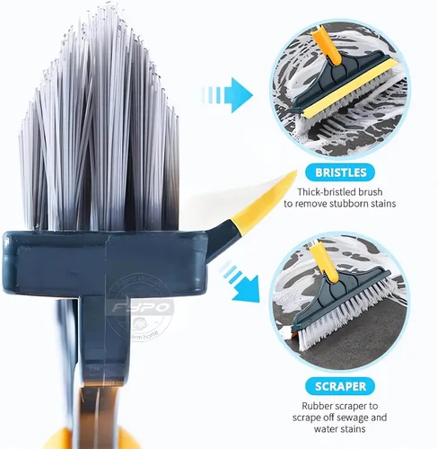 Miniatura 3 de Cepillo de limpieza 2 en 1 con mango largo resistente, potente cepillo de ducha y raspador 2 en 1 con rascador suave, cepillo de cerdas