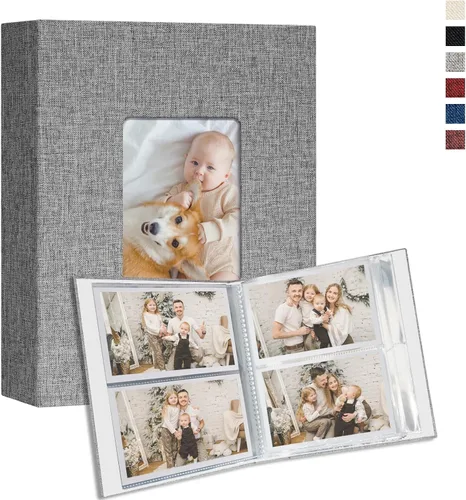 Miniatura 20 de Vienrose Álbum de fotos pequeño de 4 x 6 pulgadas, paquete de 2 mini libros de fotos con cubierta de lino, 26 páginas con capacidad para 52 Azul