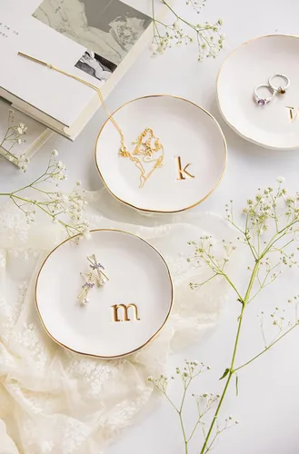 Miniatura 6 de COLLECTIVE HOME - Bandeja de cerámica para joyas, plato decorativo para anillos, aretes, collares, pulseras, llaves de reloj, regalo de cumpleaños