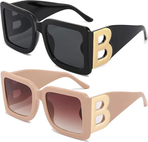 Miniatura 25 de PORADAY Gafas de sol cuadradas grandes de moda para mujeres y hombres, marco grueso negro de lujo, gafas de sol modernas con montura grande