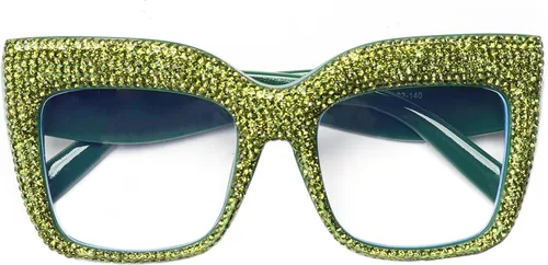 Miniatura 6 de Oprah Style - Lentes de lectura brillantes para mujer, con bloqueo de luz azul, diamantes brillantes, cuadrados de gran tamaño, para lectura