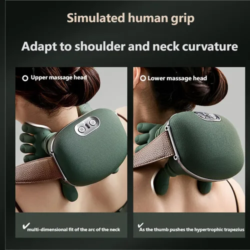 Miniatura 2 de Masajeador de cuello y espalda, 3 modos de masaje, 2 funciones de calor, masajeador térmico de cuello y hombros, diseño simulado de mano humana, 1