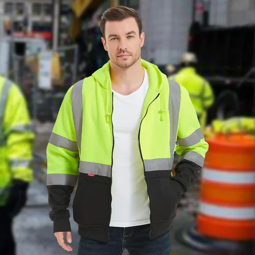 Miniatura 7 de ProtectX Hi Vis - Sudadera con capucha para hombres y mujeres, de alta visibilidad, reflectante, con bolsillos, para construcción, trabajo, clase 3