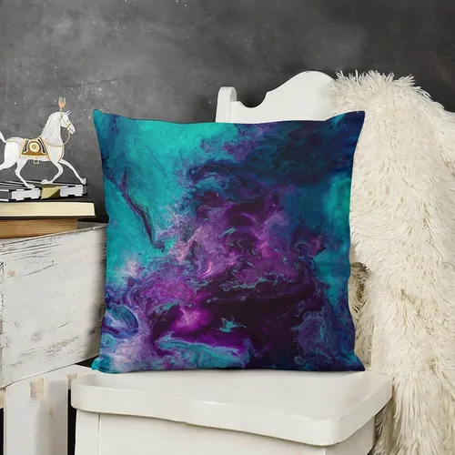 Miniatura 6 de Funda de almohada de terciopelo nebuloso de galaxia, turquesa, morado, verde azulado, funda de almohada cuadrada, decoración del hogar para cama