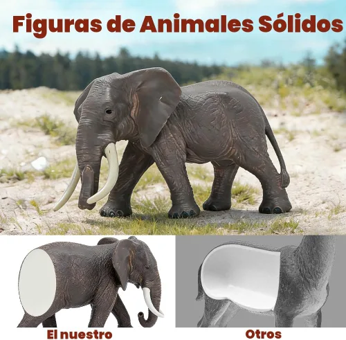 Miniatura 2 de Juguetes de figuras de animales de zoológico de safari, 14 piezas realistas de animales de la selva, animales africanos de plástico salvajes