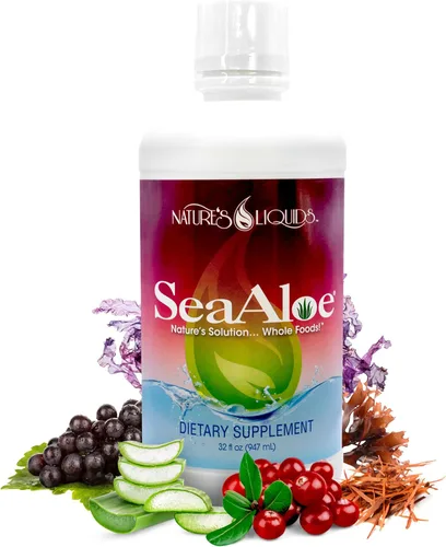 Nature's Liquids - SeaAloe Liquid Whole Food, (32 onzas), suplemento líquido multivitamínico y mineral, con aloe vera, verduras marinas, Pau D'