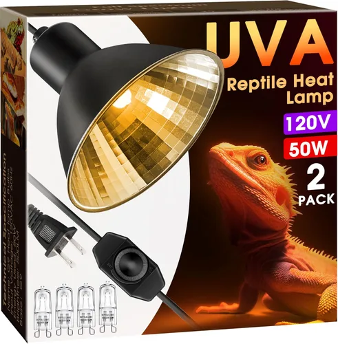 Miniatura 8 de Briignite Lámpara de calor de reptil roja, bombilla de calor G9 de 50 W y lámpara de cúpula para reptiles, reflector de aluminio, lámpara de calor