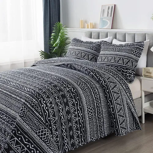 Miniatura 39 de Travan Juego de Edredón de 3 Piezas Tamaño King Colcha Acolchada Ligera Juego de Cubrecama Reversible con Estampado Floral Juego de Ropa de Cama