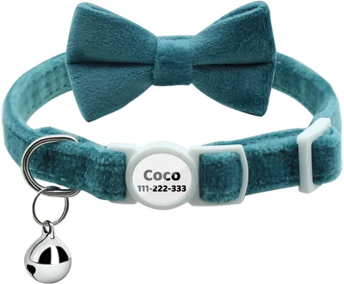 Miniatura 9 de Collares personalizados de gato con campana de lazo, liberación rápida, impresión HD, collares de gatito personalizados para niñas y niños