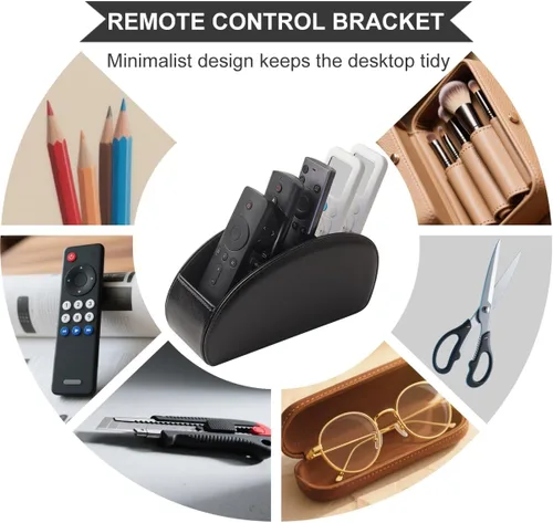 Miniatura 5 de Soporte para Control Remoto, Organizador de Escritorio Caddy para Remotos de Cuero PU con 5 Compartimentos Espaciosos para Controles Remotos de TV