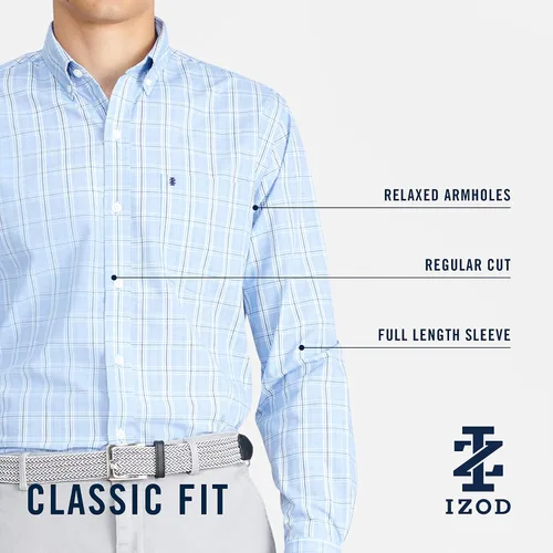 Miniatura 6 de IZOD Camisa a cuadros de manga larga con botones grandes y altos para hombre