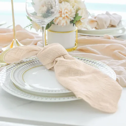 Miniatura 3 de Servilletas de tela para cena 10 unidades, servilletas de gasa 100% algodón natural suave, servilletas lavables ideales para bodas, decorativas
