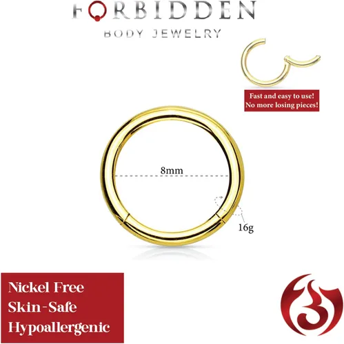 Miniatura 74 de Forbidden Body Jewelry - Piercing para la nariz de acero quirúrgico 316L con bisagra, 14G, 16G, 18G, diámetro de 15/64, 5/16, 25/64, 15/32 pulgadas