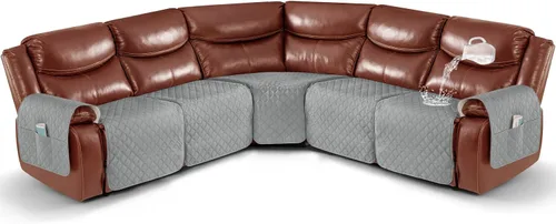 Miniatura 13 de Ruaozz Fundas de Sofá Seccional Reclinable Extra Grandes Impermeables Funda de Sofá para Sofá Reclinable en Forma de L de 5 Asientos Fundas de Sofá